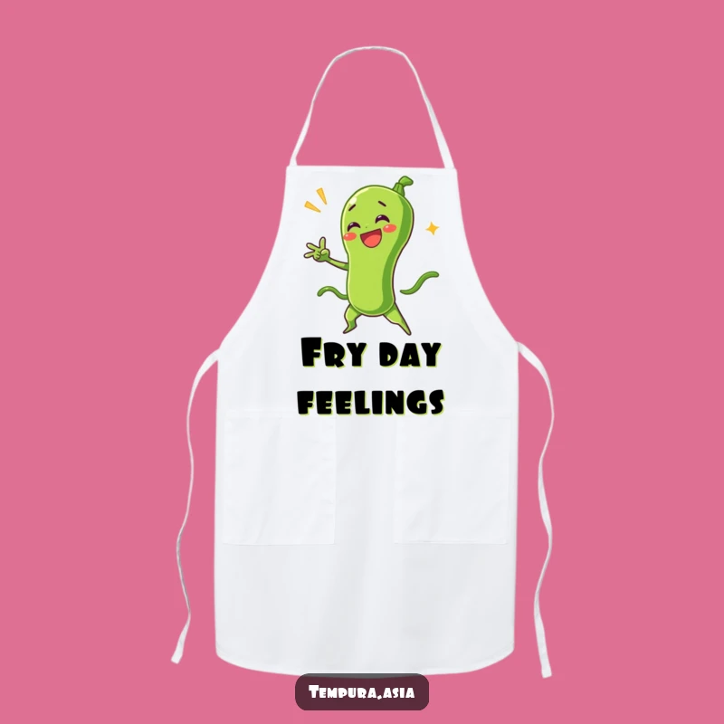 Funny Green Bean Tempura Dramatic Pose Apron - Kitchen Drama Never Looked So Good
