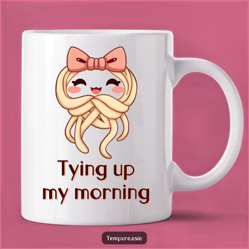 Funny Udon Bow Mug: Cheerful Noodle Gift for Pasta Lovers