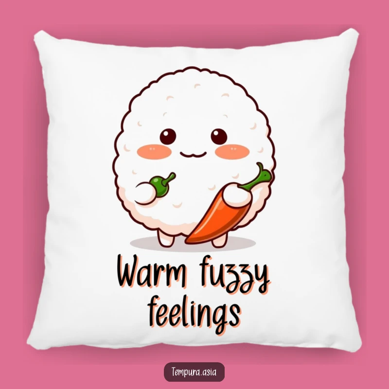 Funny Shy Rice Ball Pillow - Cozy Blush & Spicy Comfort
