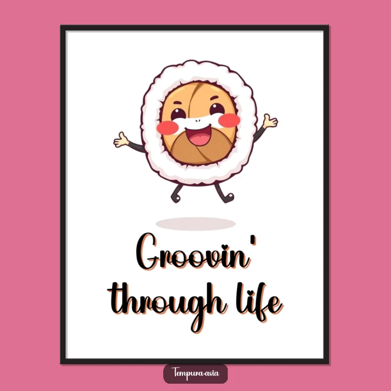 Funny Sushi Roll Dance Digital Print: Instant Joy for Your Walls