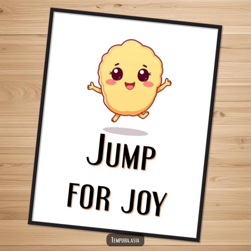 Funny tempura piece digital art print showing cheerful eyes playfully hopping, for instant cheerful decor.