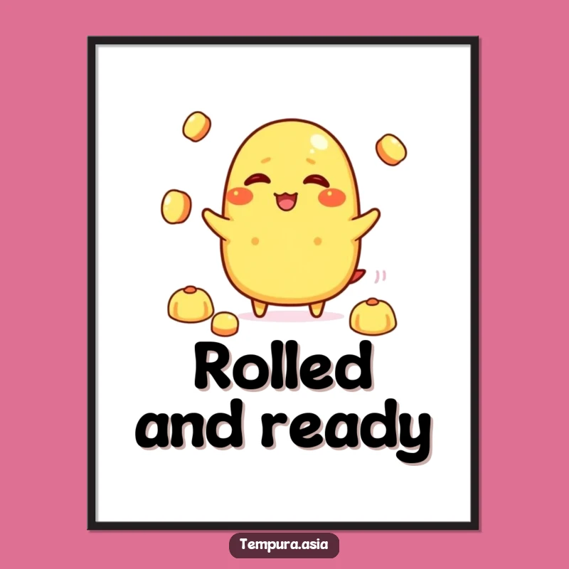 Funny Tamagoyaki Giggling Digital Art - Instant Whimsical Wall Decor