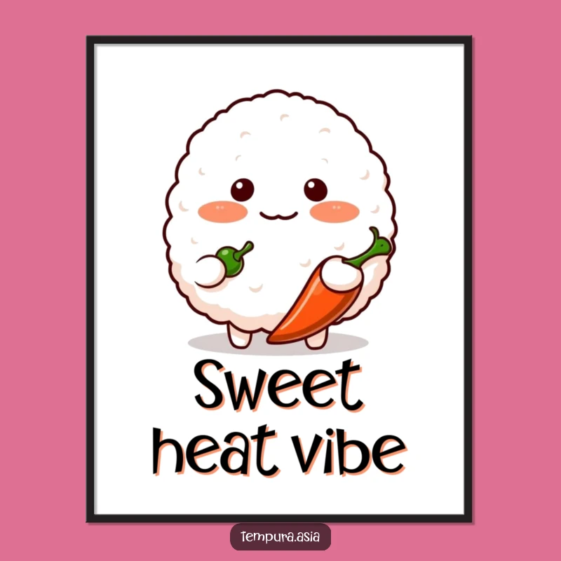 Funny Shy Rice Ball Digital Art - Instant Cute & Spicy Decor