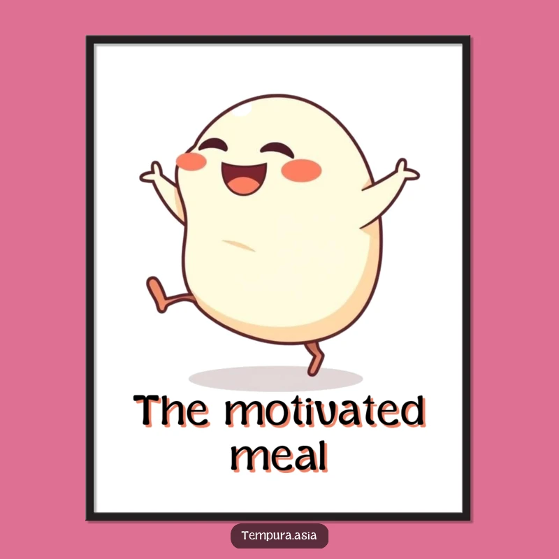 Funny Gyoza Kick Digital Art Print: Instant Energetic Dumpling Decor Gift