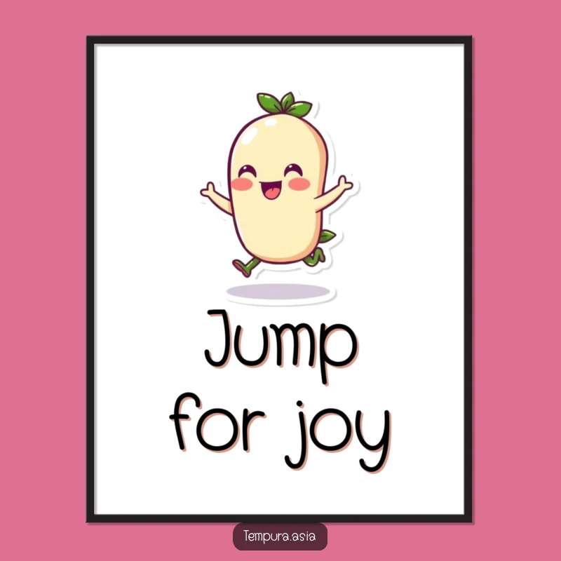Funny Edamame Hop Poster - Whimsical Cheerful Food Art