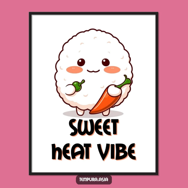 Funny Shy Rice Ball Poster - Cute Blushing Food Art
