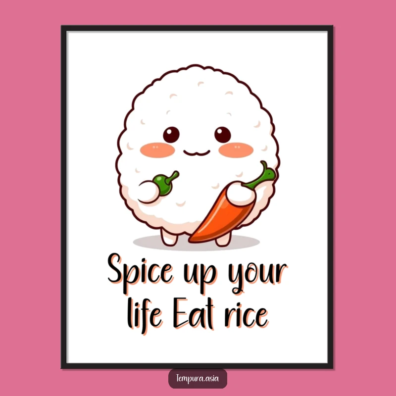 Funny Free Printable Wall Art: Blushing Rice Ball Chili Offer Downloadable Decor