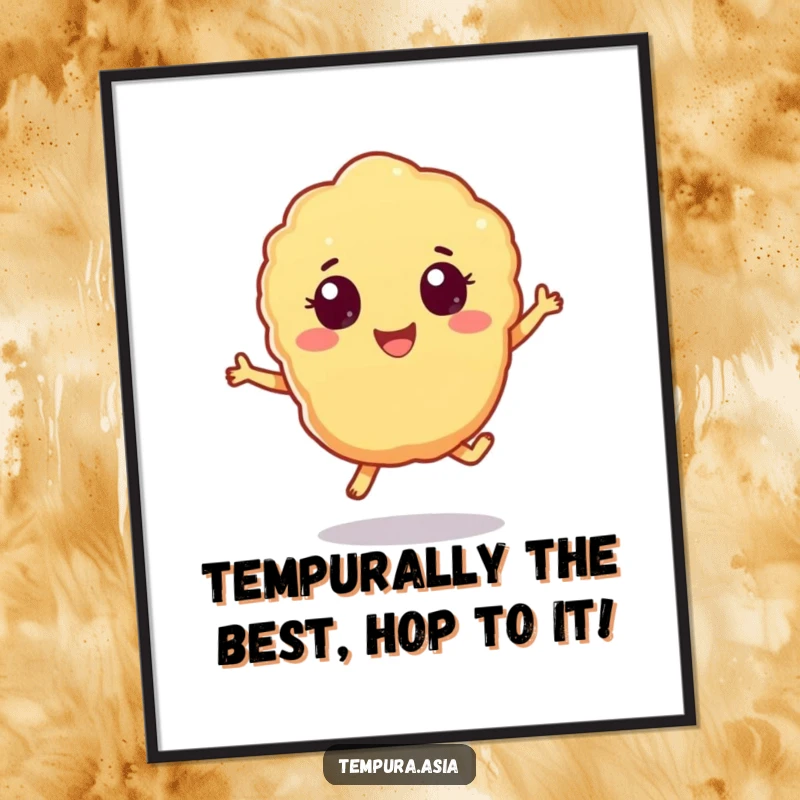 Funny Free Printable Wall Art: A tempura piece with cheerful eyes captured in a playful hop.