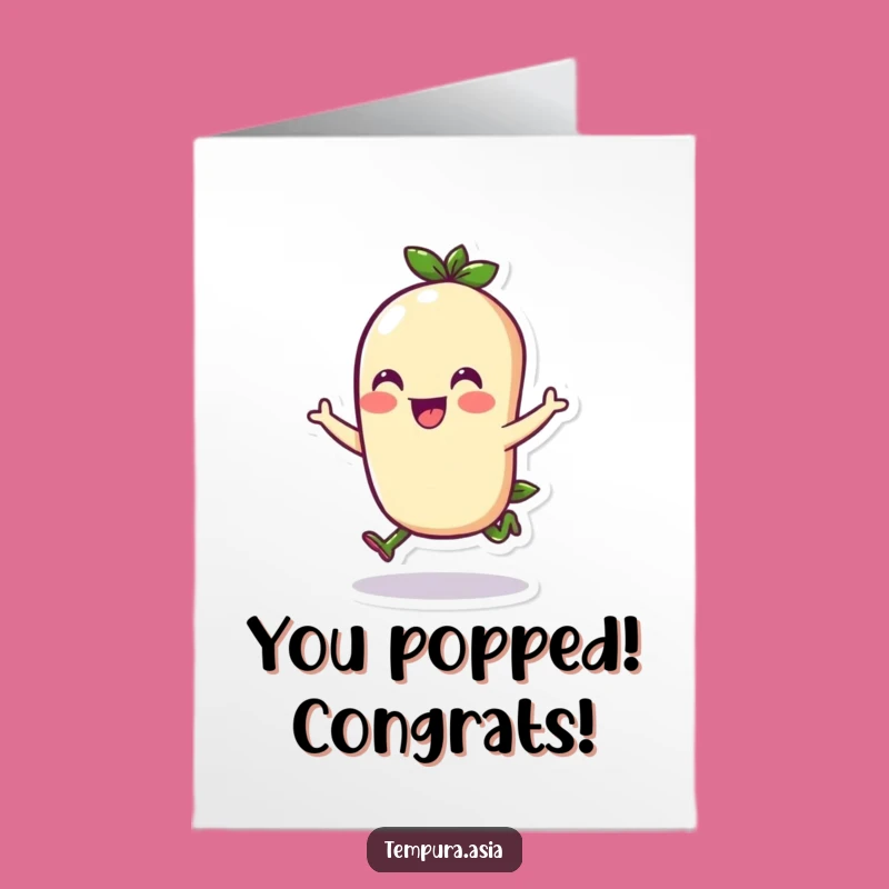 Free Printable Funny Congrats Card: Edamame Hop Cheerful Pose Downloadable Gift