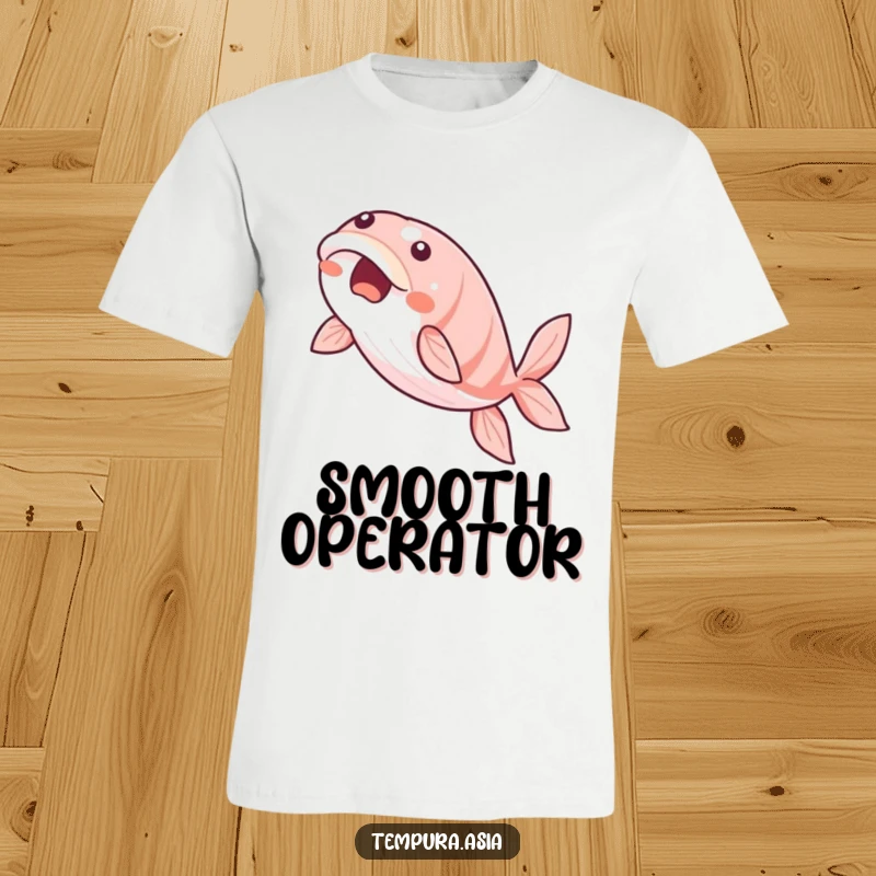 Funny unagi t-shirt with a beaming eel slice gracefully gliding, ideal for casual wear and sushi enthusiasts.